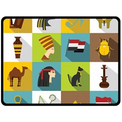 Egypt-travel-items-icons-set-flat-style Fleece Blanket (large)  by Jancukart