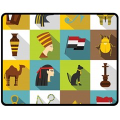 Egypt-travel-items-icons-set-flat-style Fleece Blanket (medium) 