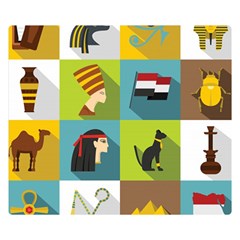 Egypt-travel-items-icons-set-flat-style Double Sided Flano Blanket (small) 