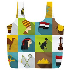 Egypt-travel-items-icons-set-flat-style Full Print Recycle Bag (xxl) by Jancukart