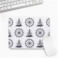 Marine-nautical-seamless-pattern-with-vintage-lighthouse-wheel Small Mousepad