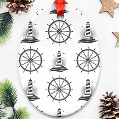 Marine-nautical-seamless-pattern-with-vintage-lighthouse-wheel Ornament (oval)