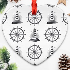 Marine-nautical-seamless-pattern-with-vintage-lighthouse-wheel Ornament (heart)