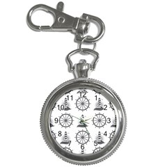 Marine-nautical-seamless-pattern-with-vintage-lighthouse-wheel Key Chain Watches