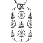 Marine-nautical-seamless-pattern-with-vintage-lighthouse-wheel Dog Tag (One Side) Front