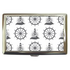 Marine-nautical-seamless-pattern-with-vintage-lighthouse-wheel Cigarette Money Case