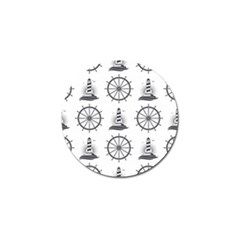 Marine-nautical-seamless-pattern-with-vintage-lighthouse-wheel Golf Ball Marker by Jancukart