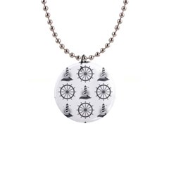 Marine-nautical-seamless-pattern-with-vintage-lighthouse-wheel 1  Button Necklace