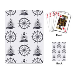 Marine-nautical-seamless-pattern-with-vintage-lighthouse-wheel Playing Cards Single Design (rectangle)