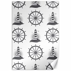 Marine-nautical-seamless-pattern-with-vintage-lighthouse-wheel Canvas 12  X 18  by Jancukart