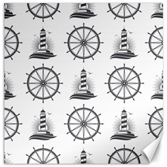 Marine-nautical-seamless-pattern-with-vintage-lighthouse-wheel Canvas 16  X 16 