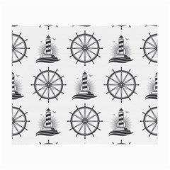 Marine-nautical-seamless-pattern-with-vintage-lighthouse-wheel Small Glasses Cloth (2 Sides)