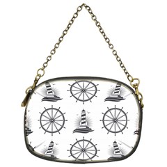 Marine-nautical-seamless-pattern-with-vintage-lighthouse-wheel Chain Purse (one Side)