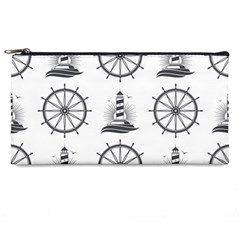 Marine-nautical-seamless-pattern-with-vintage-lighthouse-wheel Pencil Case