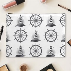 Marine-nautical-seamless-pattern-with-vintage-lighthouse-wheel Cosmetic Bag (xl) by Jancukart