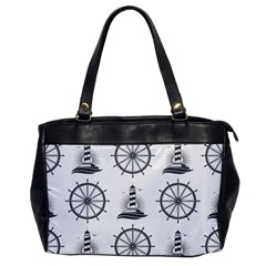 Marine-nautical-seamless-pattern-with-vintage-lighthouse-wheel Oversize Office Handbag by Jancukart