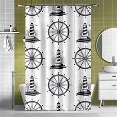 Marine-nautical-seamless-pattern-with-vintage-lighthouse-wheel Shower Curtain 48  X 72  (small) 