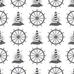 Marine-nautical-seamless-pattern-with-vintage-lighthouse-wheel Play Mat (Rectangle) Front