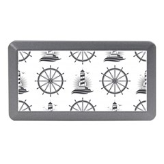 Marine-nautical-seamless-pattern-with-vintage-lighthouse-wheel Memory Card Reader (mini) by Jancukart