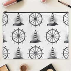 Marine-nautical-seamless-pattern-with-vintage-lighthouse-wheel Cosmetic Bag (xxxl) by Jancukart