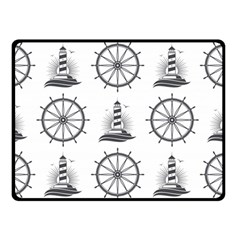 Marine-nautical-seamless-pattern-with-vintage-lighthouse-wheel Double Sided Fleece Blanket (small) 