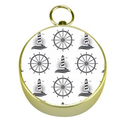 Marine-nautical-seamless-pattern-with-vintage-lighthouse-wheel Gold Compasses