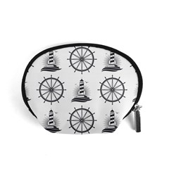 Marine-nautical-seamless-pattern-with-vintage-lighthouse-wheel Accessory Pouch (small)