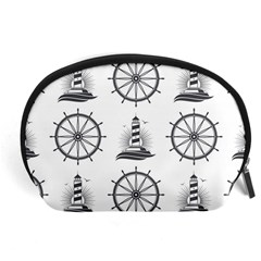 Marine-nautical-seamless-pattern-with-vintage-lighthouse-wheel Accessory Pouch (large)