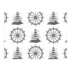 Marine-nautical-seamless-pattern-with-vintage-lighthouse-wheel Double Sided Flano Blanket (mini)  by Jancukart