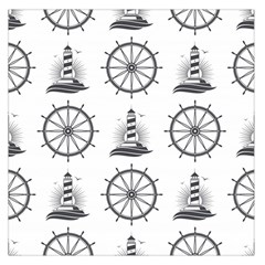 Marine-nautical-seamless-pattern-with-vintage-lighthouse-wheel Square Satin Scarf (36  X 36 )