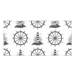 Marine-nautical-seamless-pattern-with-vintage-lighthouse-wheel Satin Shawl 45  X 80 