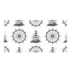 Marine-nautical-seamless-pattern-with-vintage-lighthouse-wheel Satin Wrap 35  X 70 