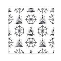 Marine-nautical-seamless-pattern-with-vintage-lighthouse-wheel Square Satin Scarf (30  X 30 )