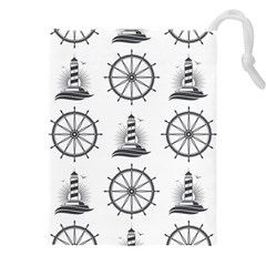 Marine-nautical-seamless-pattern-with-vintage-lighthouse-wheel Drawstring Pouch (4xl)