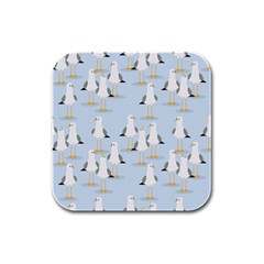 Cute-seagulls-seamless-pattern-light-blue-background Rubber Square Coaster (4 Pack)