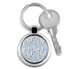 Cute-seagulls-seamless-pattern-light-blue-background Key Chain (round)