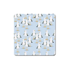 Cute-seagulls-seamless-pattern-light-blue-background Square Magnet by Jancukart