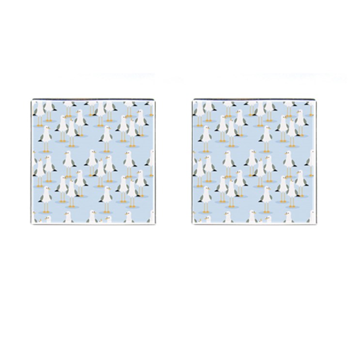 Cute-seagulls-seamless-pattern-light-blue-background Cufflinks (Square)