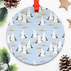 Cute-seagulls-seamless-pattern-light-blue-background Round Ornament (two Sides)