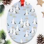 Cute-seagulls-seamless-pattern-light-blue-background Oval Ornament (Two Sides) Front