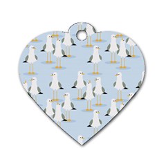 Cute-seagulls-seamless-pattern-light-blue-background Dog Tag Heart (one Side) by Jancukart