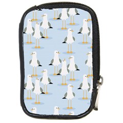 Cute-seagulls-seamless-pattern-light-blue-background Compact Camera Leather Case