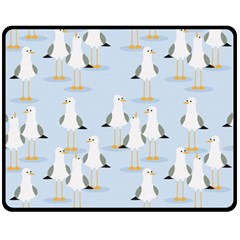 Cute-seagulls-seamless-pattern-light-blue-background Fleece Blanket (medium)  by Jancukart