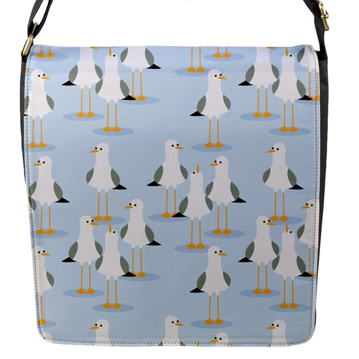 Cute-seagulls-seamless-pattern-light-blue-background Flap Closure Messenger Bag (S)