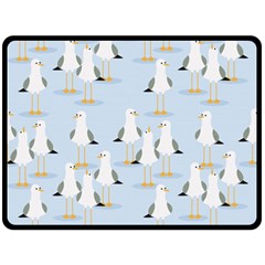 Cute-seagulls-seamless-pattern-light-blue-background Double Sided Fleece Blanket (large) 