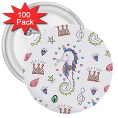 Seamless-pattern-cute-unicorn-cartoon-hand-drawn 3  Buttons (100 Pack) 