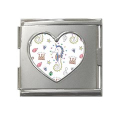 Seamless-pattern-cute-unicorn-cartoon-hand-drawn Mega Link Heart Italian Charm (18mm)