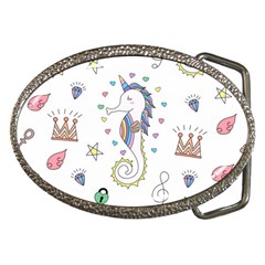 Seamless-pattern-cute-unicorn-cartoon-hand-drawn Belt Buckles