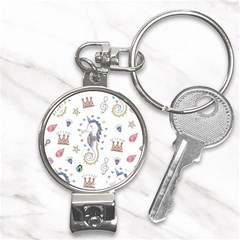 Seamless-pattern-cute-unicorn-cartoon-hand-drawn Nail Clippers Key Chain