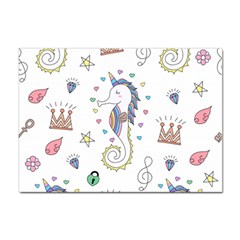 Seamless-pattern-cute-unicorn-cartoon-hand-drawn Sticker A4 (100 Pack)